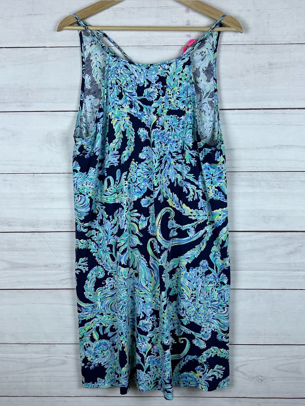 Lilly Pulitzer Margot Swing Dress Size L High Tide Navy Scuba Doo Halter Beachy
